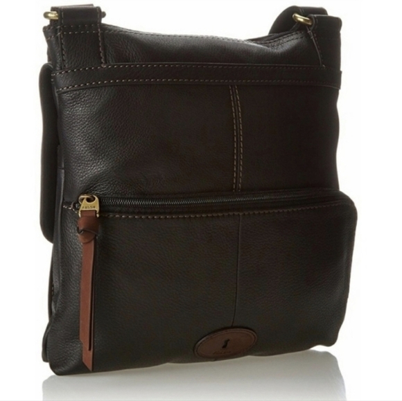Fossil Morgan Traveler Black Leather Multi-Pocket Adjustable Crossbody - Picture 2 of 11